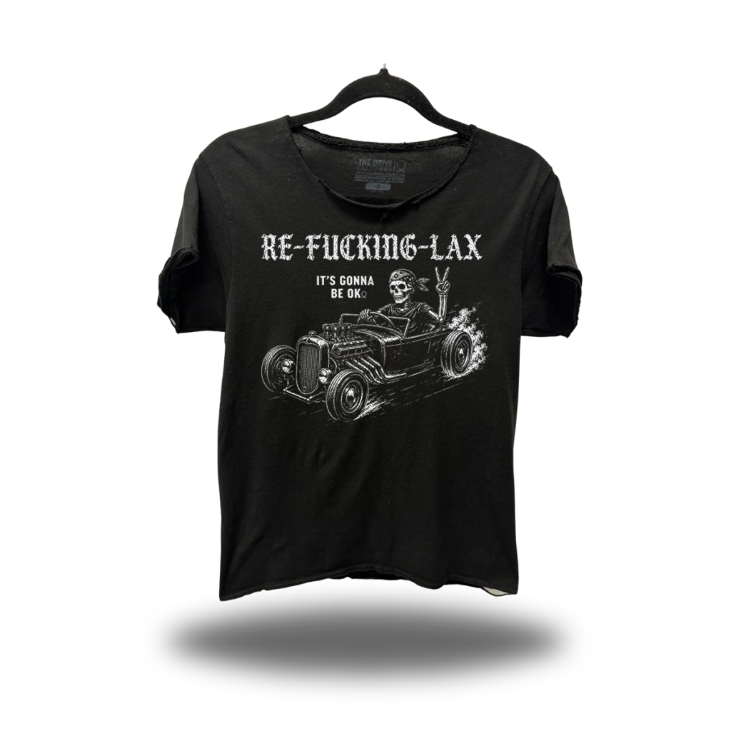 RELAX ROAD RASH RAW EDGE BLACK TEE