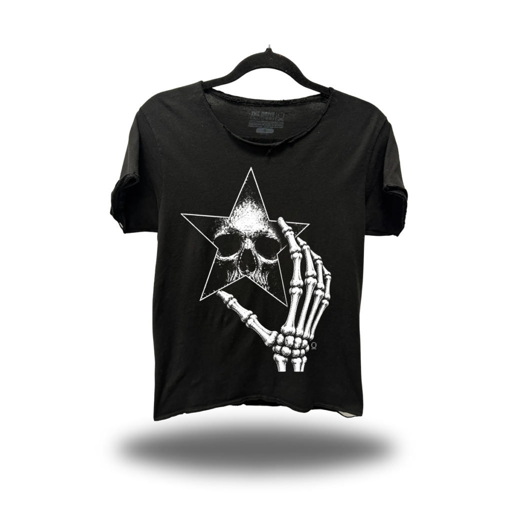 STAR MIRROR ROAD RASH RAW EDGE BLACK TEE