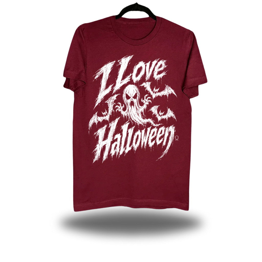 I LOVE HALLOWEEN MAROON CLASSIC TEE
