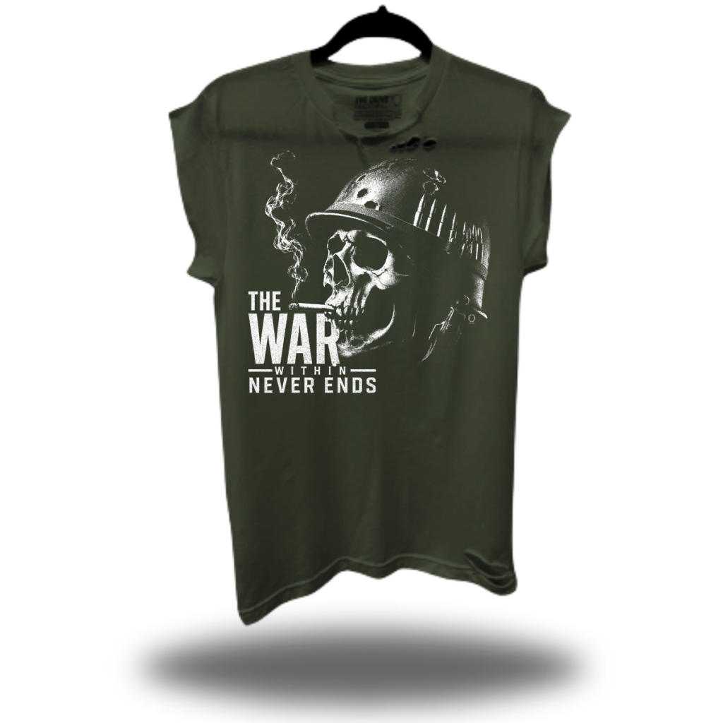 THE WAR ROAD RASH MUSCLE MILITARY GREEN TEE