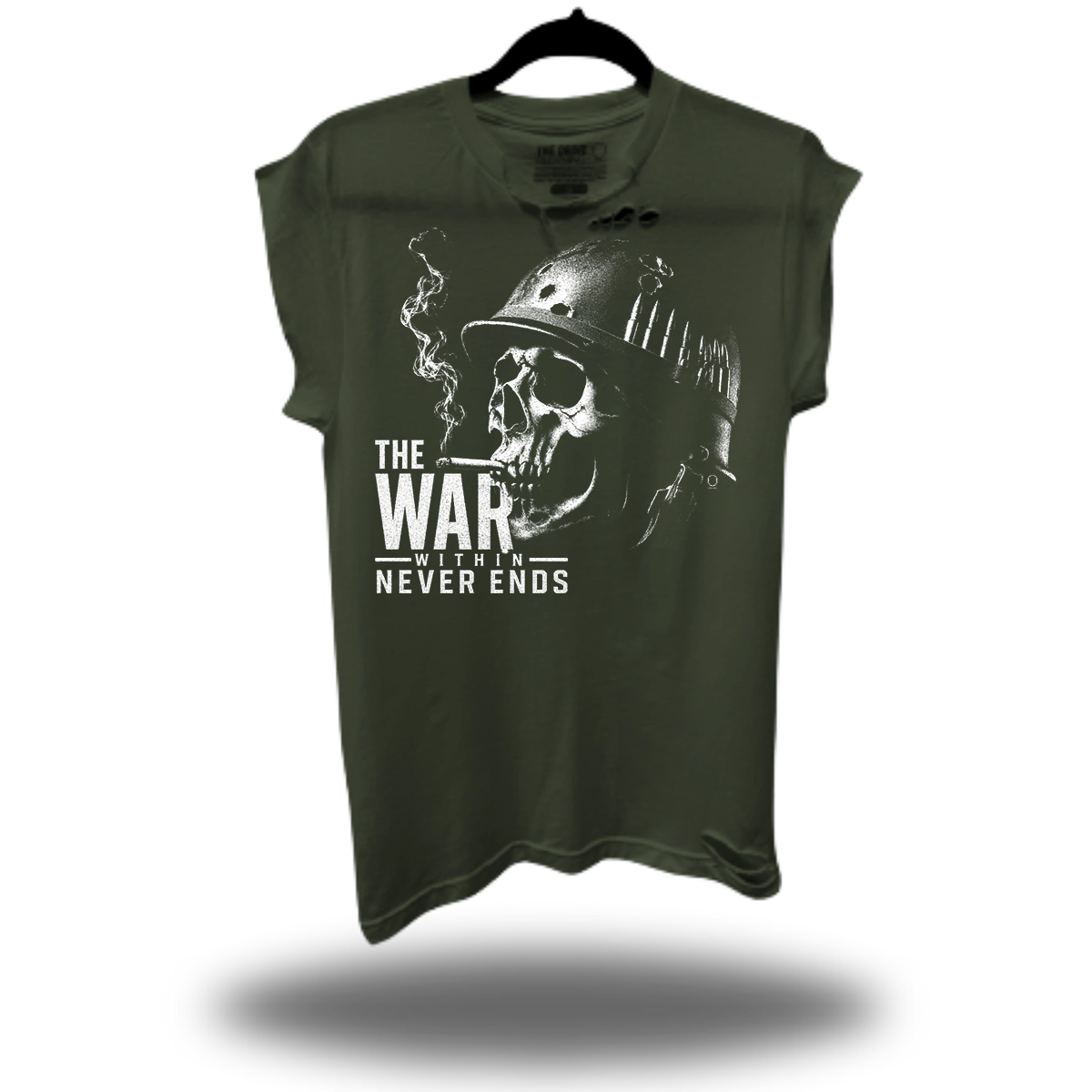 THE WAR ROAD RASH MUSCLE MILITARY GREEN TEE