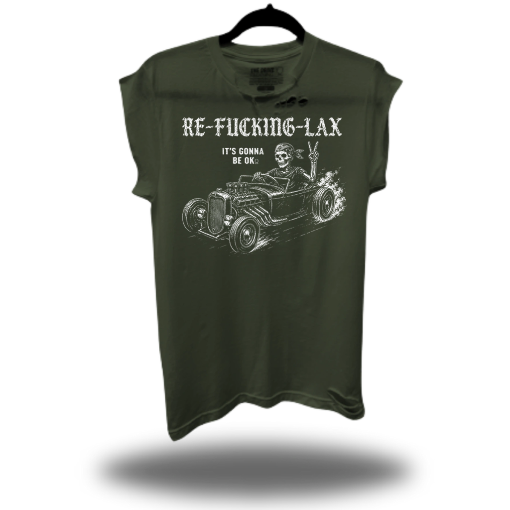 RELAX ROAD RASH MUSCLE MILITARY GREEN TEE