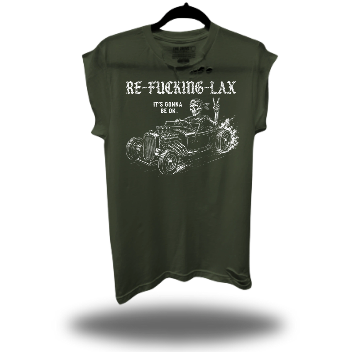 RELAX ROAD RASH MUSCLE MILITARY GREEN TEE