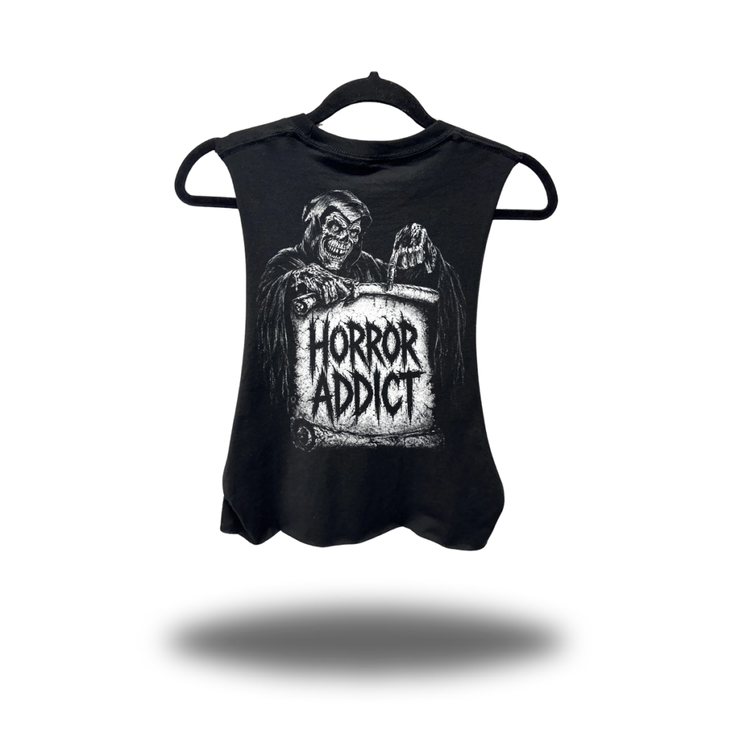 HORROR ADDICT ROAD RASH BASIC BLACK CROP TANK TOP