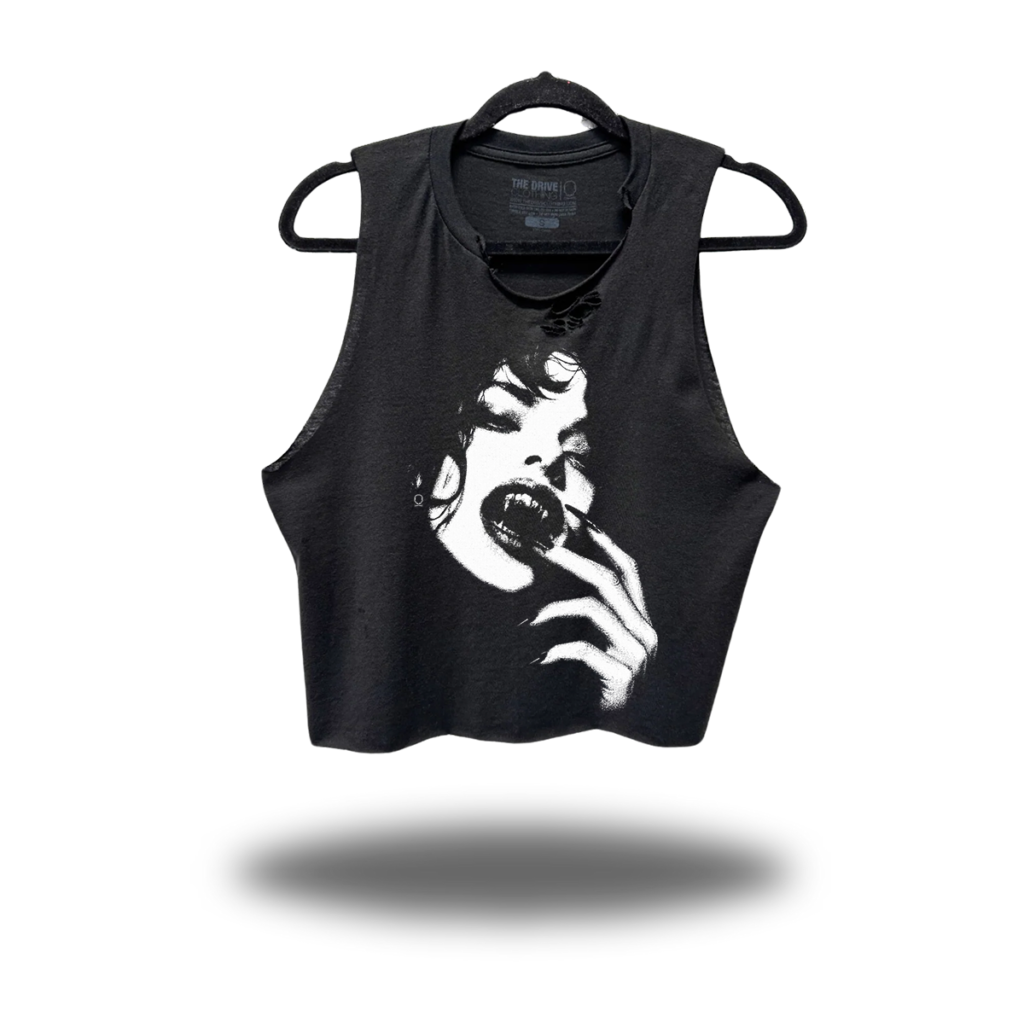 KISS OF DEATH ROAD RASH BLACK CROP TANK 1.0