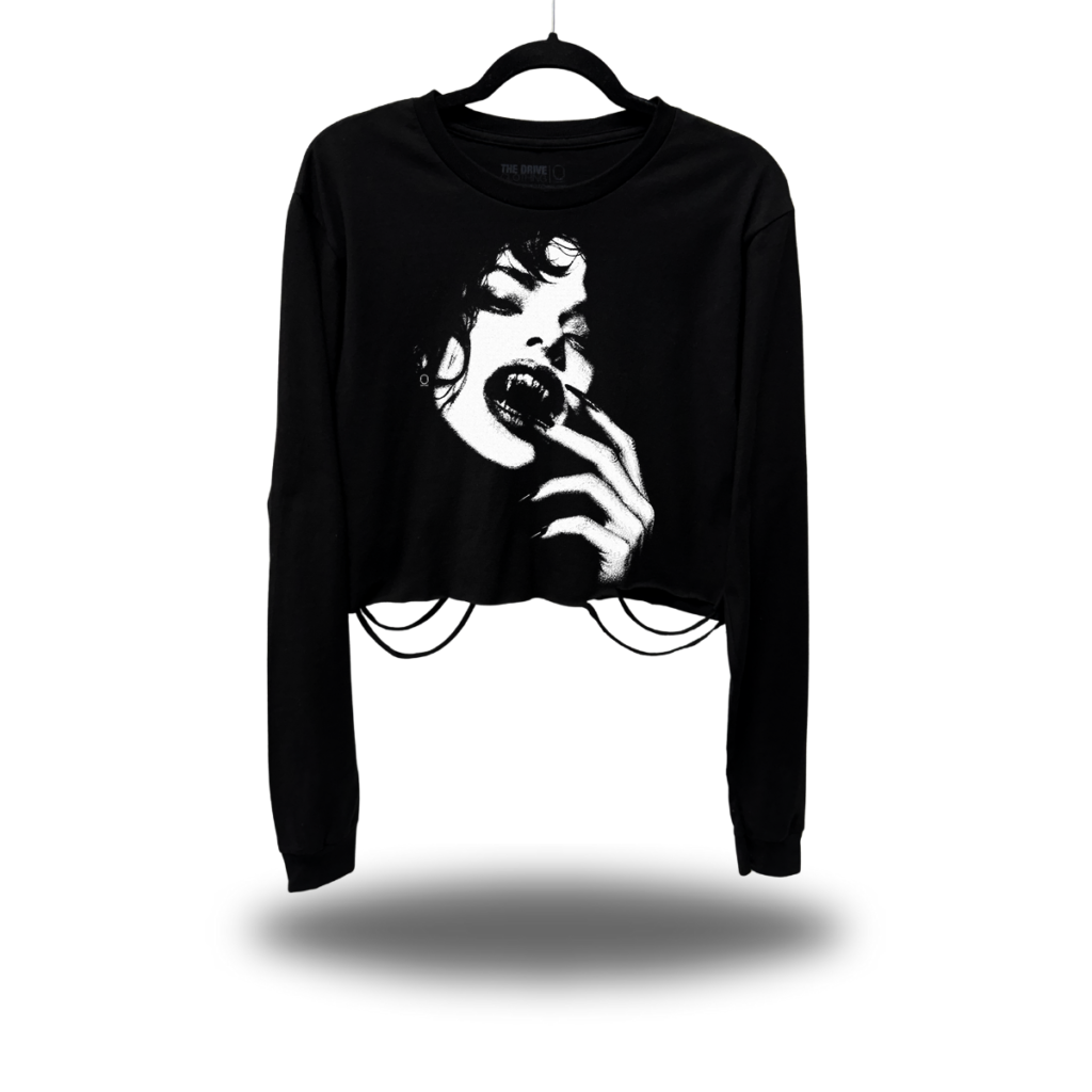 KISS OF DEATH ROAD RASH CROP LONG SLEEVE TEE