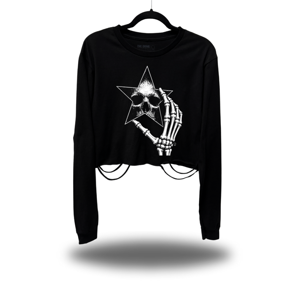 STAR MIRROR ROAD RASH CROP LONG SLEEVE TEE