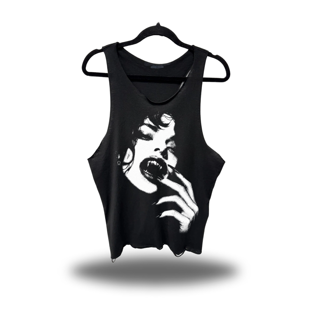 KISS OF DEATH SCOOP NECK STRINGER TANK TOP