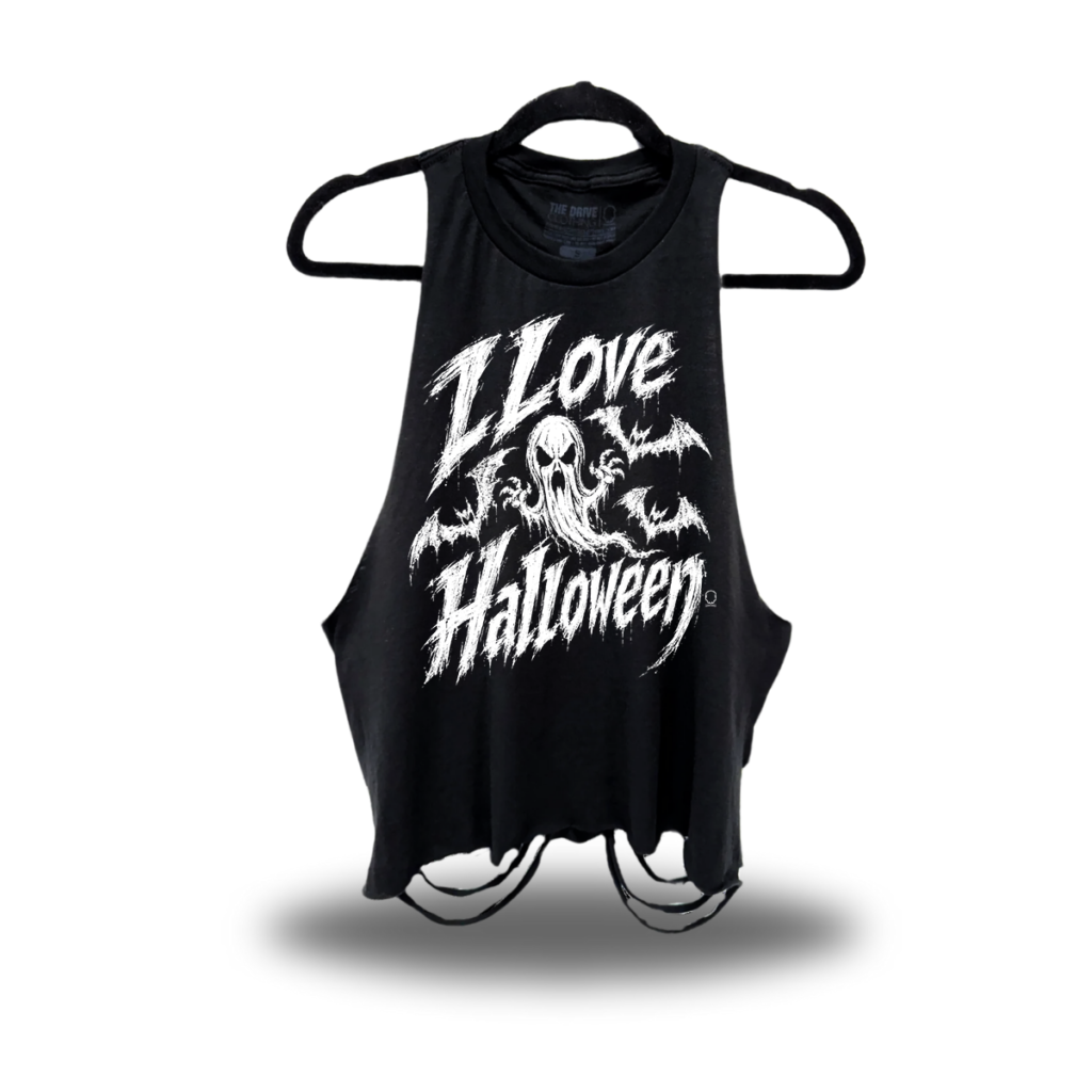 I LOVE HALLOWEEN ROAD RASH CROP TANK TOP