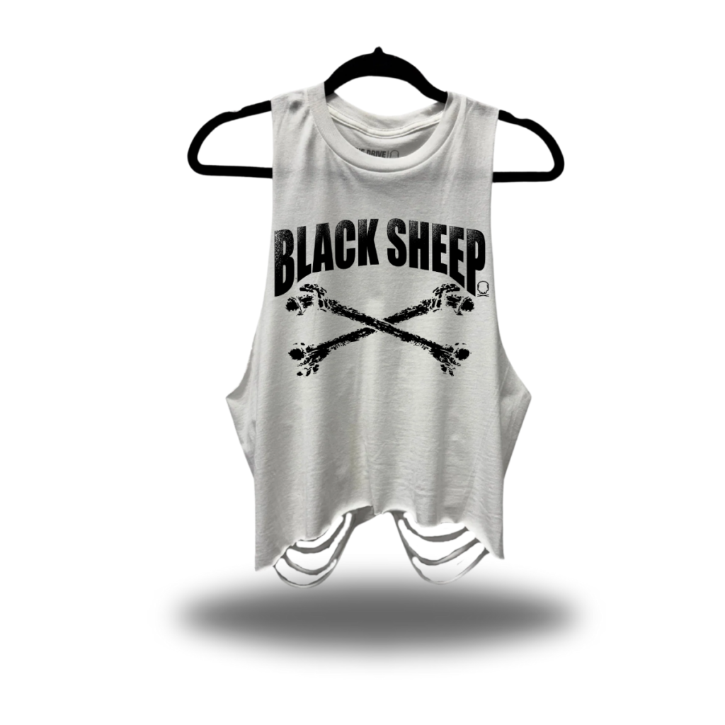 BLACKSHEEP ROAD RASH WHITE CROP TANK TOP