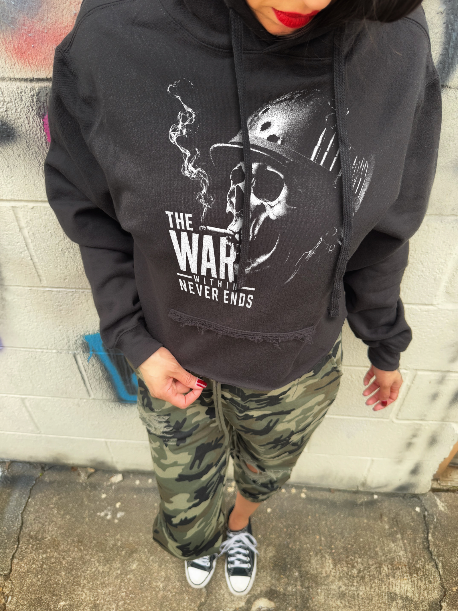 THE WAR ROAD RASH BLACK STITCHES HOODIE - 2.0