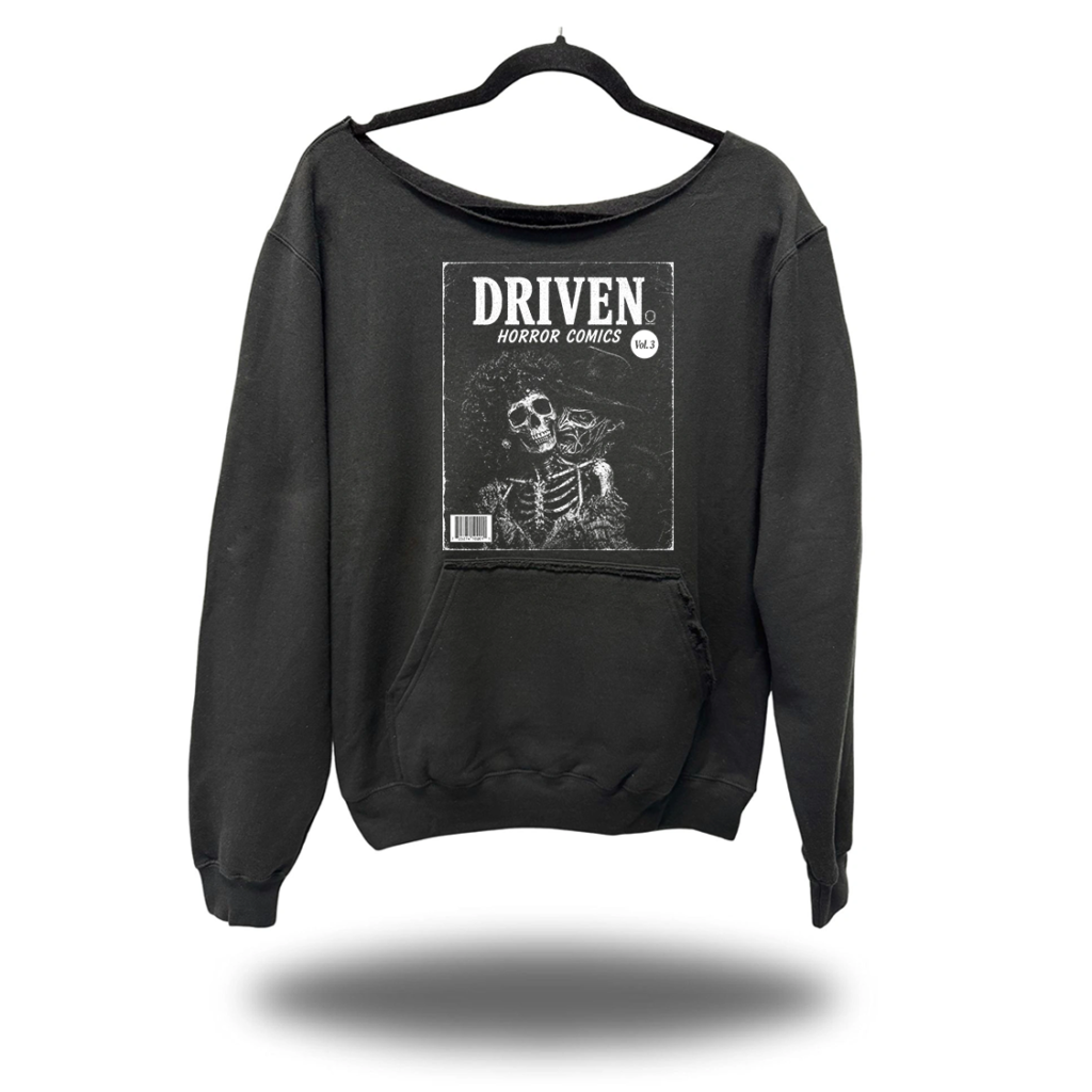 COMICS 3 ROAD RASH DIAMOND CROSS WIDENECK SWEATSHIRT