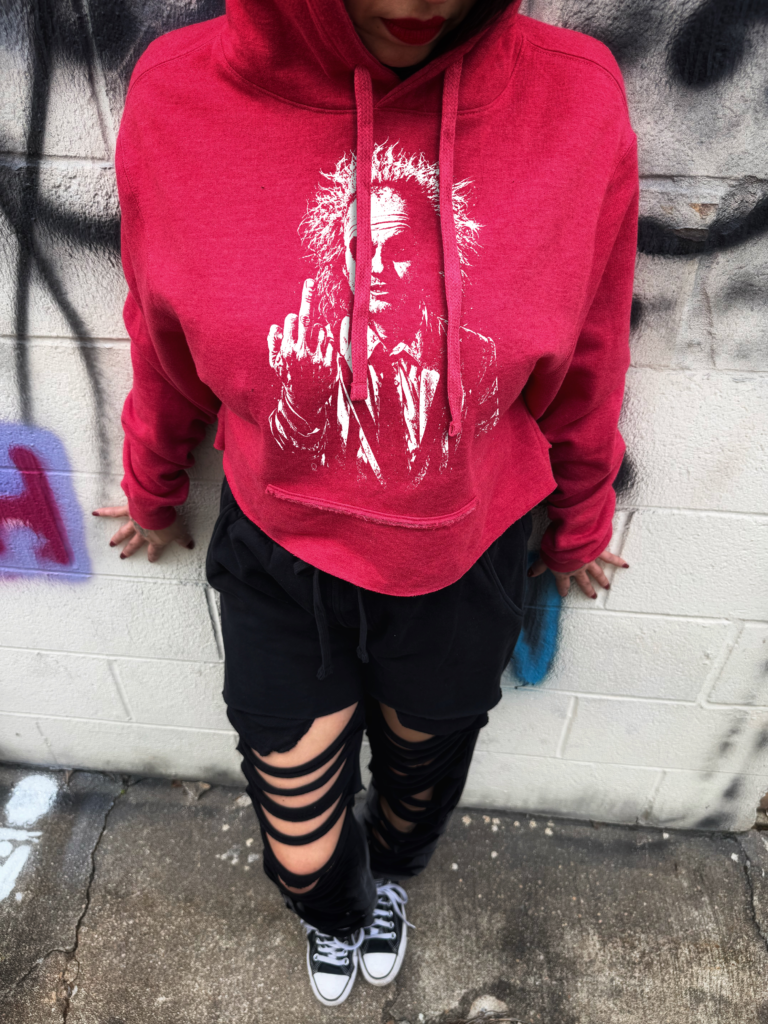 ONE LAST FU ROAD RASH RED STITCHES HOODIE