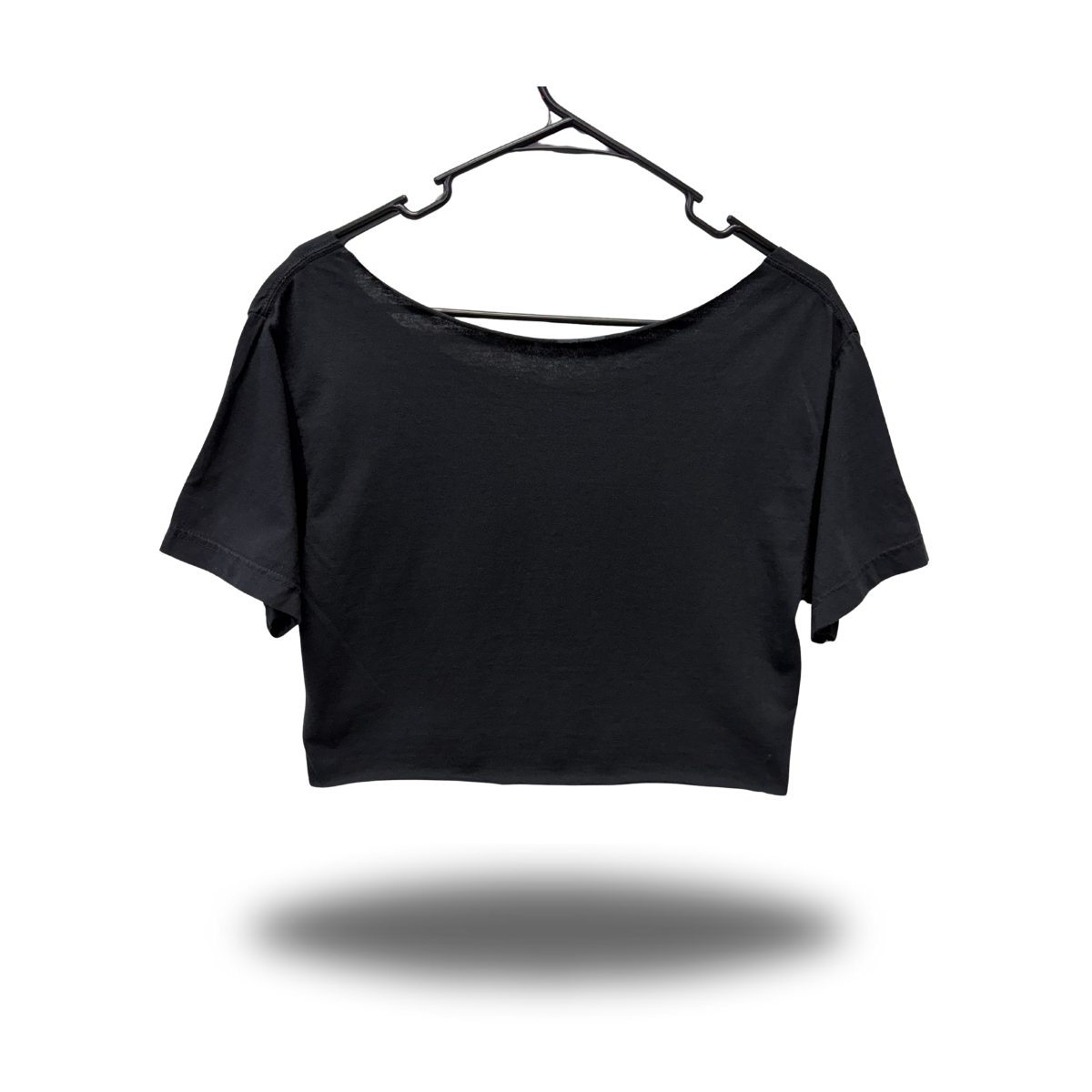 CRIMSON GAZE WIDENECK OVERSIZED BLACK CROP TOP